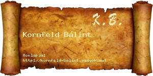 Kornfeld Bálint névjegykártya